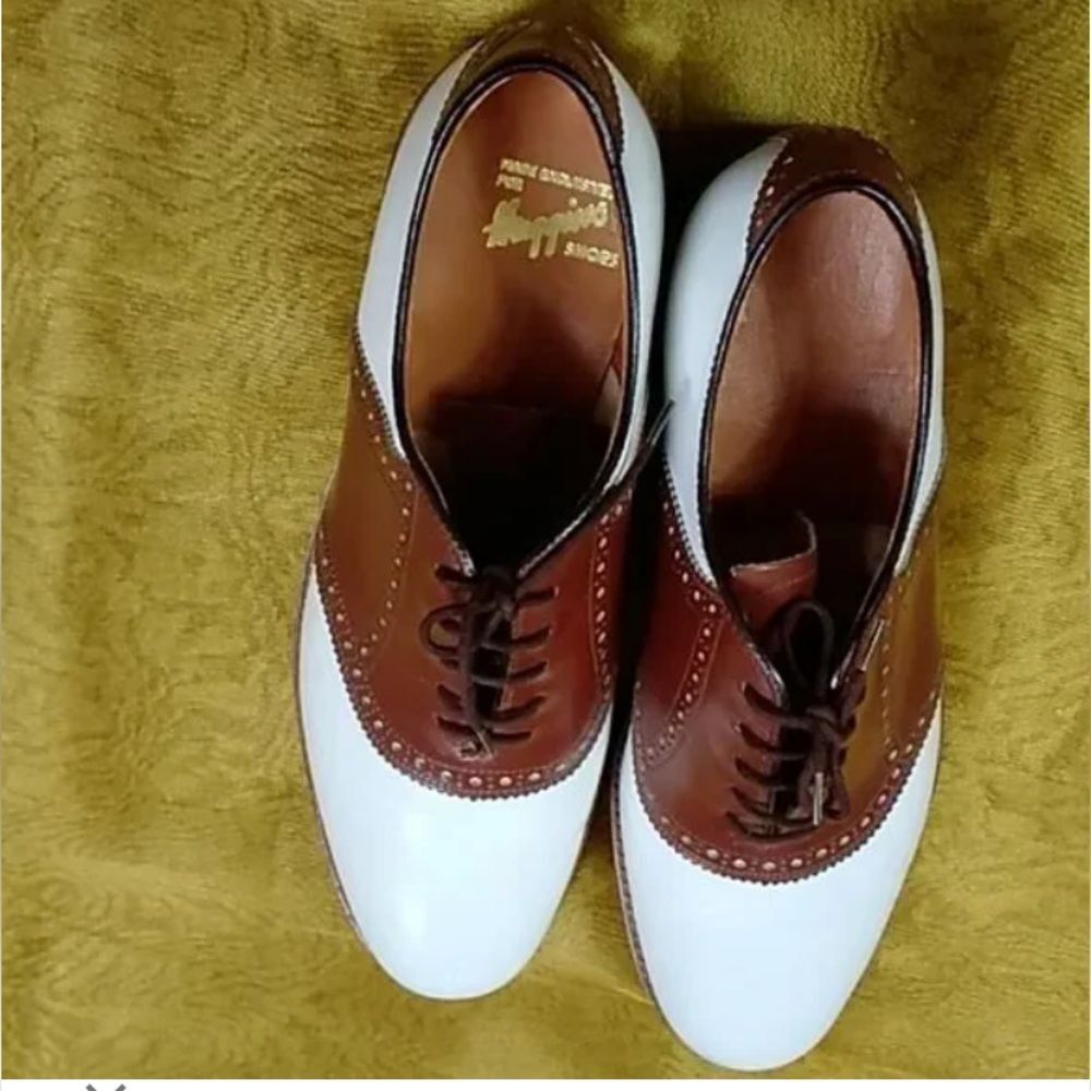 Elegant Brown and White Oxford Shoes